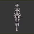 Two Sleek Humanoid Game and Movie Characters With Silver and Red Futuristic Armor