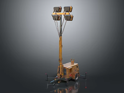 Mobile Lighting Tower with Multiple LED Lamps Stable Base Adjustable Height for Construction Site Operations 3d model