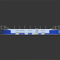 Fitness Sports Stadium With Blue Seats White Design And Green Football Pitch