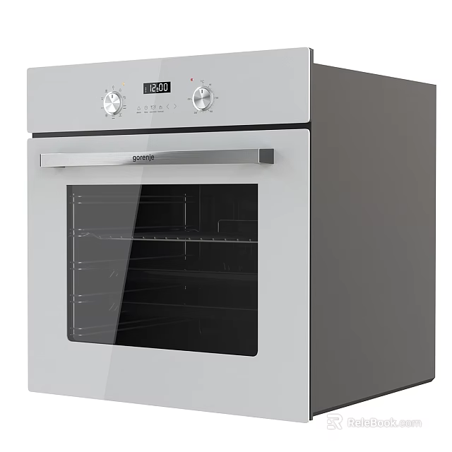 White Electric Oven For Modern Kitchen With Digital Display And Glass Door 3d model 