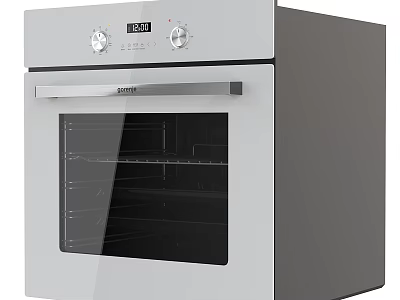 White Electric Oven For Modern Kitchen With Digital Display And Glass Door 3d model
