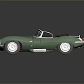 Light Green Classic Convertible Car With Orange Interior And Silver Wheels 3d model