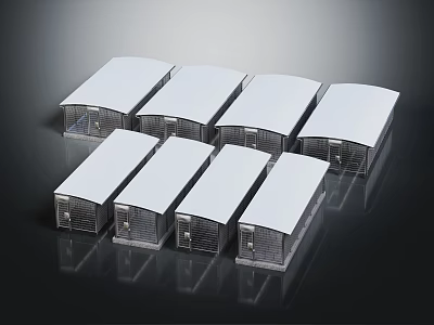 White Bicycle Storage Covers Multiple Units Neatly Arranged Design 3d model