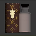 Woman Holding Luxury LV Logo Perfume Bottle With Red Leather Case And Pink Fragrance