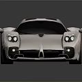 Silver Supercar with Streamlined Body Aerodynamic Design Large Wheels and Rear Spoiler
