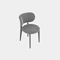 Modern Gray Fabric Leisure Chair With Black Wooden Legs And Comfortable Curved Backrest