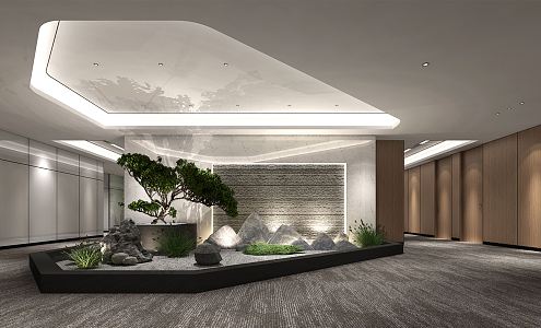 New Chinese Aisle Zen Office Aisle Landscape Area rockery landscape 3d model