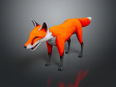 Vibrant Orange Fox 3D Model Game Movie Character With White Chest And Black Legs 3d model