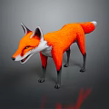 Vibrant Orange Fox 3D Model Game Movie Character With White Chest And Black Legs