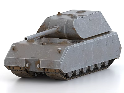 Gray Military Armored Tank With Metal Tracks Long Barrel And Classic Design 3d model