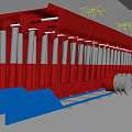 Red Industrial Equipment With Modular Structural Design Metal Base And Wheels 3d model
