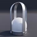 Modern Outdoor Light With Silver Metal Frame White Spherical Lampshade And Sturdy Circular Base