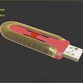 Sleek Metallic USB Flash Drive With Red Slider And USB Connector Design