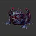 Vibrant Blue Purple Toad Game And Movie Character With Pink Spikes Sharp Claws Unique Design