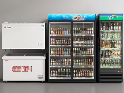 Commercial Glass Door Refrigerators And Freezers With Beverage Display And Storage 3d model