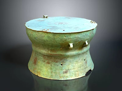 Antique Bronze Furniture Piece With Round Design Decorative Ornaments And Patina Finish 3d model