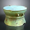 Antique Bronze Furniture Piece With Round Design Decorative Ornaments And Patina Finish