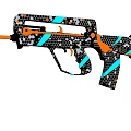 Modern Artistic Gun With Colorful Hexagonal Pattern And Black Blue Orange Accents