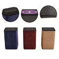 Two Modern Black Fabric Wireless Speakers With Illuminated Top And Premium Sound Quality