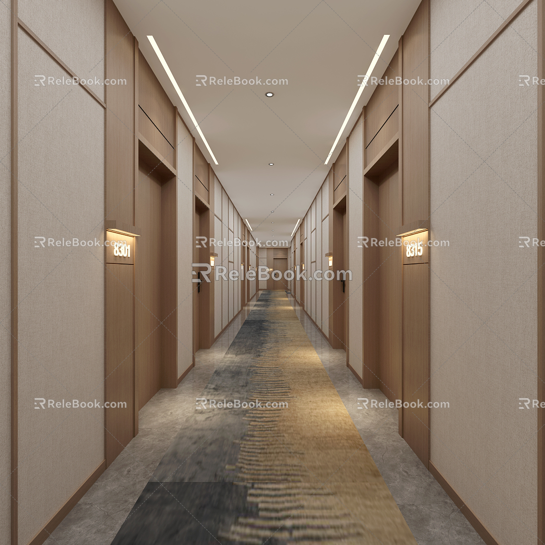 Modern Hotel Aisle 3d model