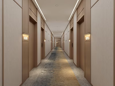 Modern Hotel Aisle 3d model