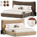 Stylish Soft Upholstered Double Bed With Comfortable Bedding Featuring Two Optional Colors For Modern Bedroom