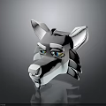 Low Poly 3D Wolf Head Character Model With Gray Fur And Blue Eyes 3d model