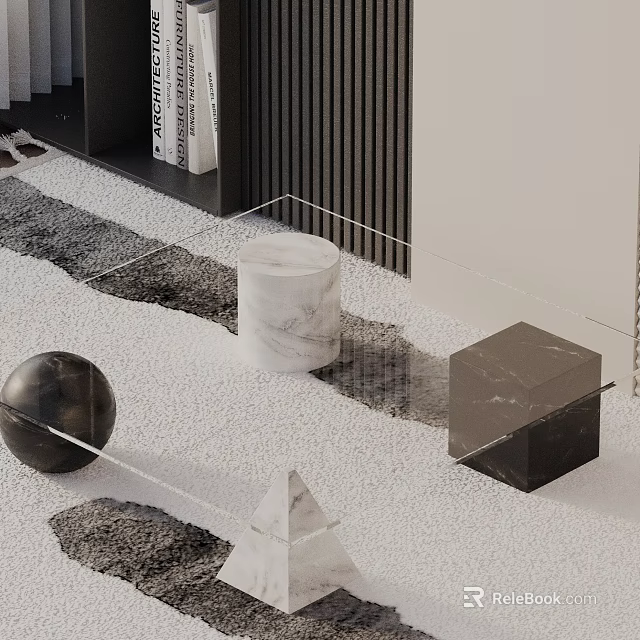 Elegant Modern Sofa and Coffee Table Set with Marble Glass Top and Decorative Metal Accents 3d model 