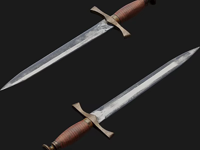 Ancient Weapon Swords With Wooden Handles Metal Blades Detailed Crossguards And Sharp Edges 3d model