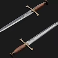 Ancient Weapon Swords With Wooden Handles Metal Blades Detailed Crossguards And Sharp Edges