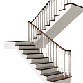 Classic Home Staircase With Wooden Treads White Balusters And Curved Railings