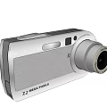 7.2 Mega Pixels Digital Camera With White And Gold Body And Detachable Lens