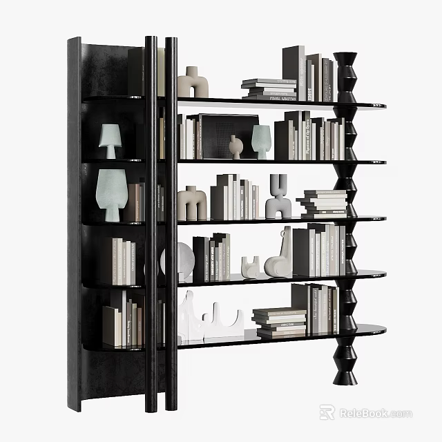 Modern Display Shelf With Multiple Layers For Books And Decorative Items 3d model 