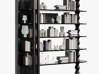 Modern Display Shelf With Multiple Layers For Books And Decorative Items 3d model