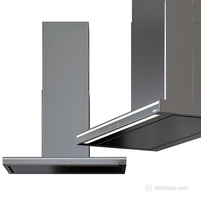 Modern Stainless Steel Kitchen Range Hoods With Sleek Design And LED Lighting 3d model 