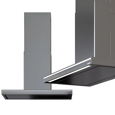 Modern Stainless Steel Kitchen Range Hoods With Sleek Design And LED Lighting 3d model