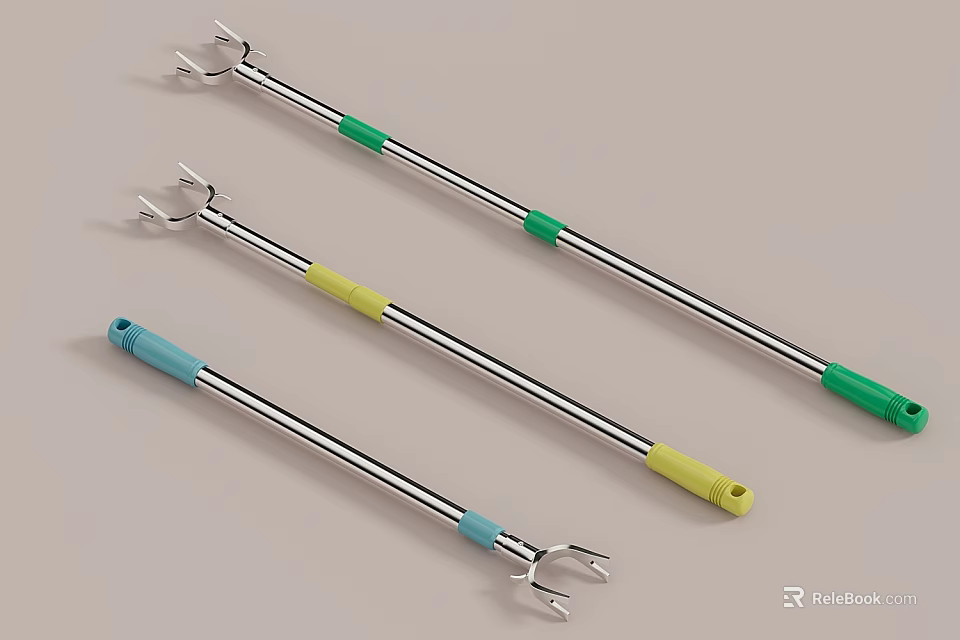 Colorful Handle Household Grabber Tools With Metal Rods For Daily Use 3d model 