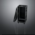 Modern Black Furniture With Silver Frame Open Lid And Wheels At Bottom