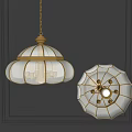 Vintage Gold And White Glass Round Chandelier For Dark Wall Interior Decoration