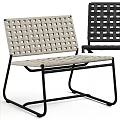 Modern Stylish Woven Leisure Chair with Metal Frame Beige and Black Design