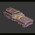 Rusty Old Car with Weathered Metal Exterior Roof Equipment and Retro Post Apocalyptic Style