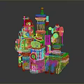Steampunk Themed Mechanical Equipment With Towers Pipes Gears And Glowing Elements
