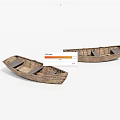 Two Vintage Handcrafted Wooden Boats With Classic Design And Seats