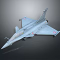 Gray Fighter Jet 3D Model Featuring Red White Wing Emblems in Side View 3d model
