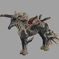 Mythical Flying Winged Horse with Red Saddle and Intricate Black White Design Details