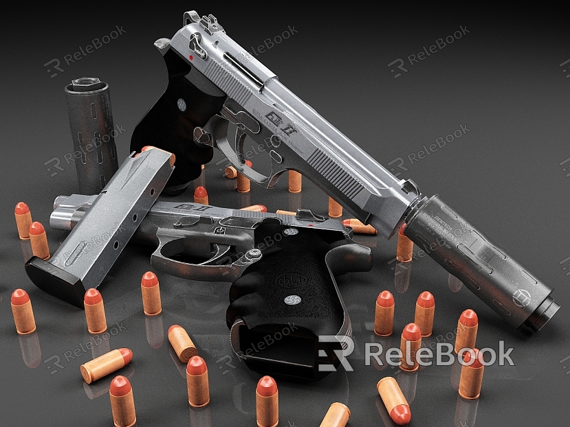 Beretta Elite Pistol Silencer Pistol Bullet Weapon model