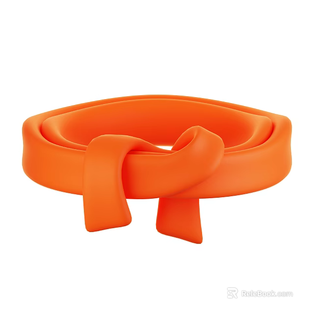 Fashionable Orange Hat with Unique Knotted Loop Design for Modern Style Trends 3d model 