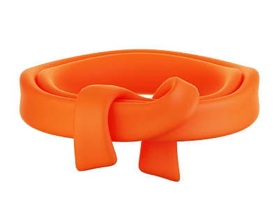 Fashionable Orange Hat with Unique Knotted Loop Design for Modern Style Trends 3d model