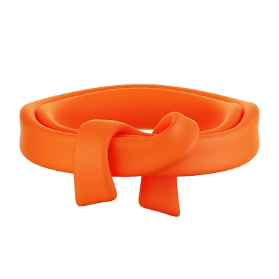 Fashionable Orange Hat with Unique Knotted Loop Design for Modern Style Trends 3d model