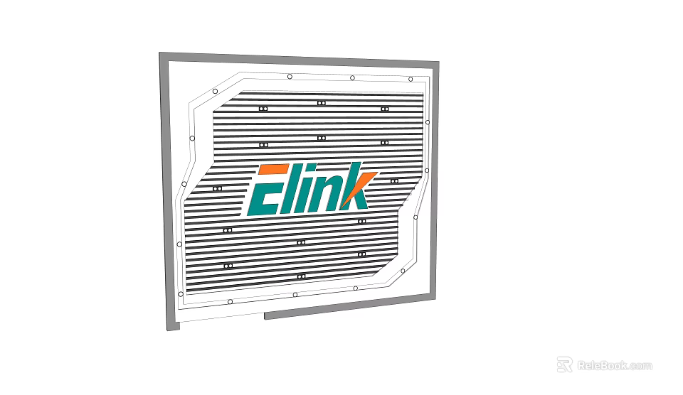 Modern Background Wall Design With Elink Logo And Striped Pattern 3d model 
